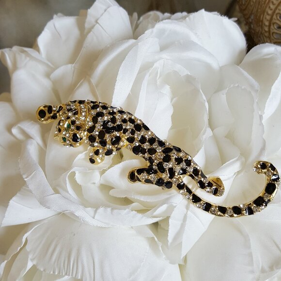 NEW! BEAUTIFUL Leopard BROOCH CRYSTALS - Picture 1 of 4